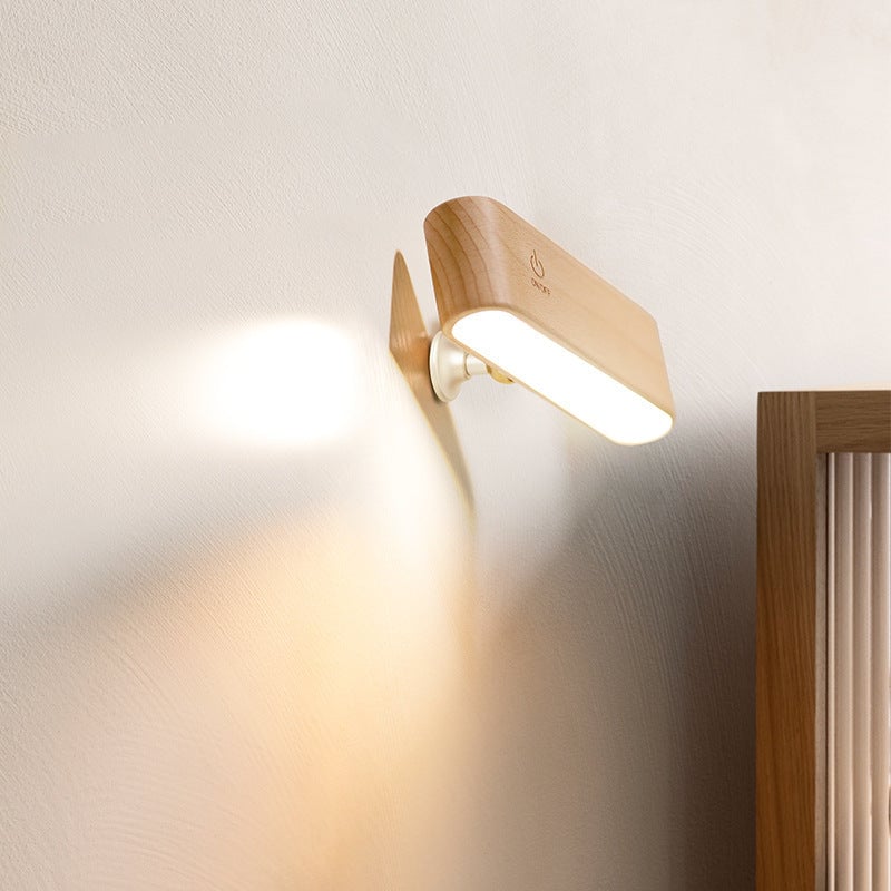 Schreibtischlampe aus massivem Holz mit magnetischer Aufladung